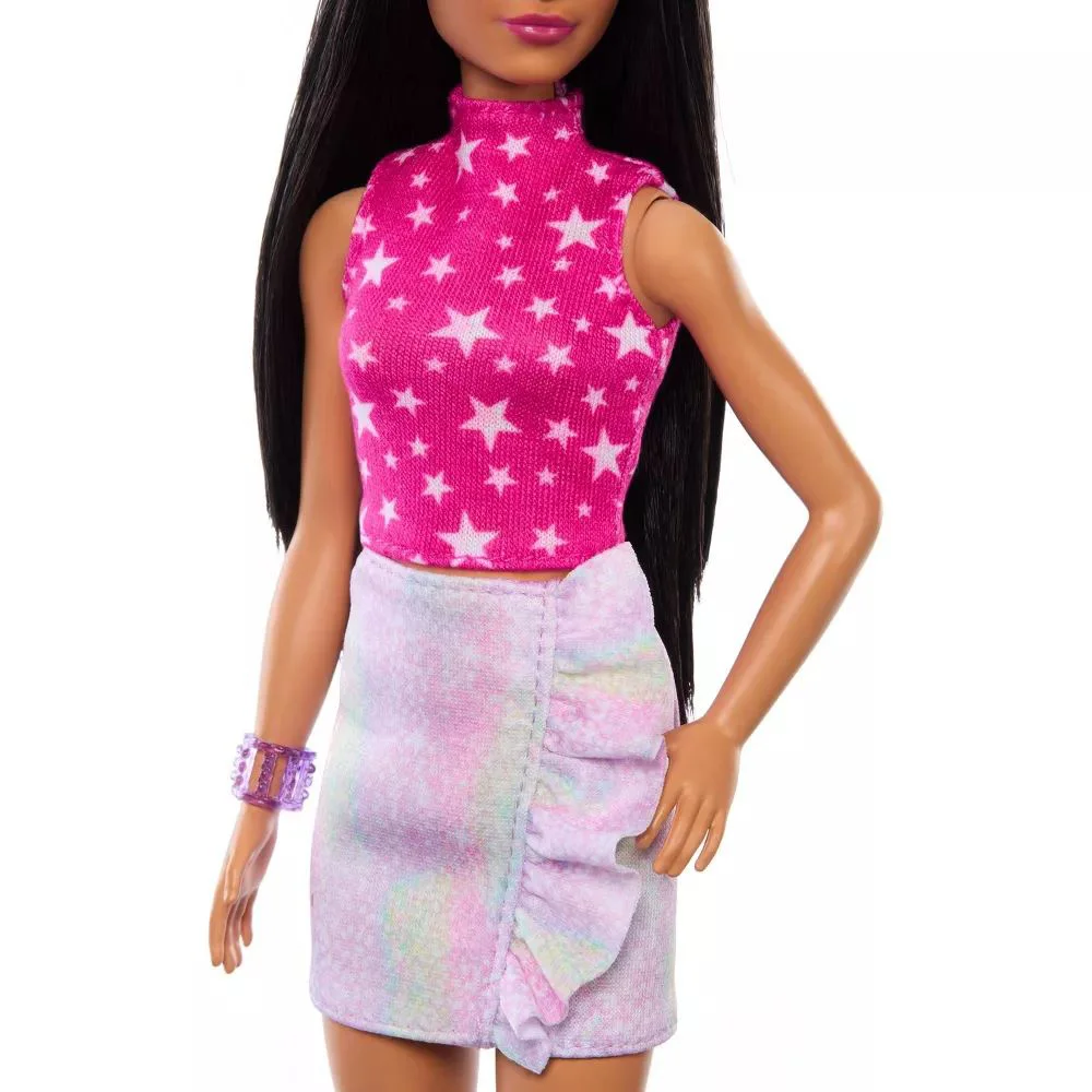 Кукла Barbie "Модница с черными волосами и иридесцентной юбкой"