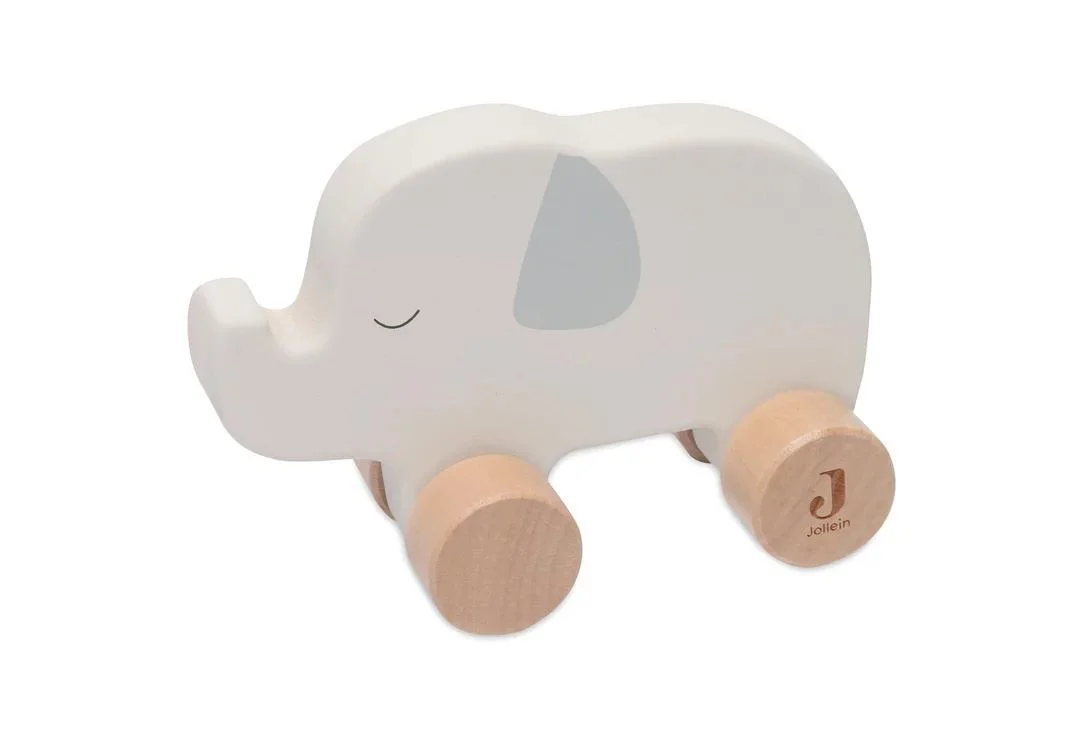 Jucarie din lemn Jollein Elefant pe roti