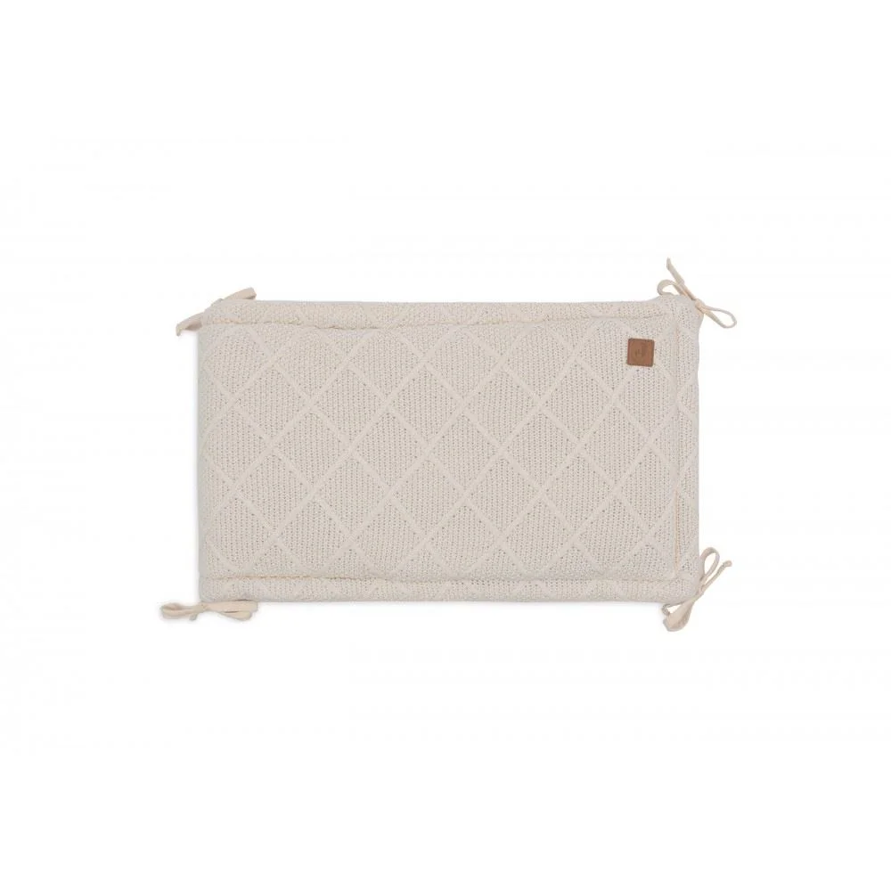 Aparator lateral pentru patut Jollein Check Knit Oatmeal, 180x30 cm