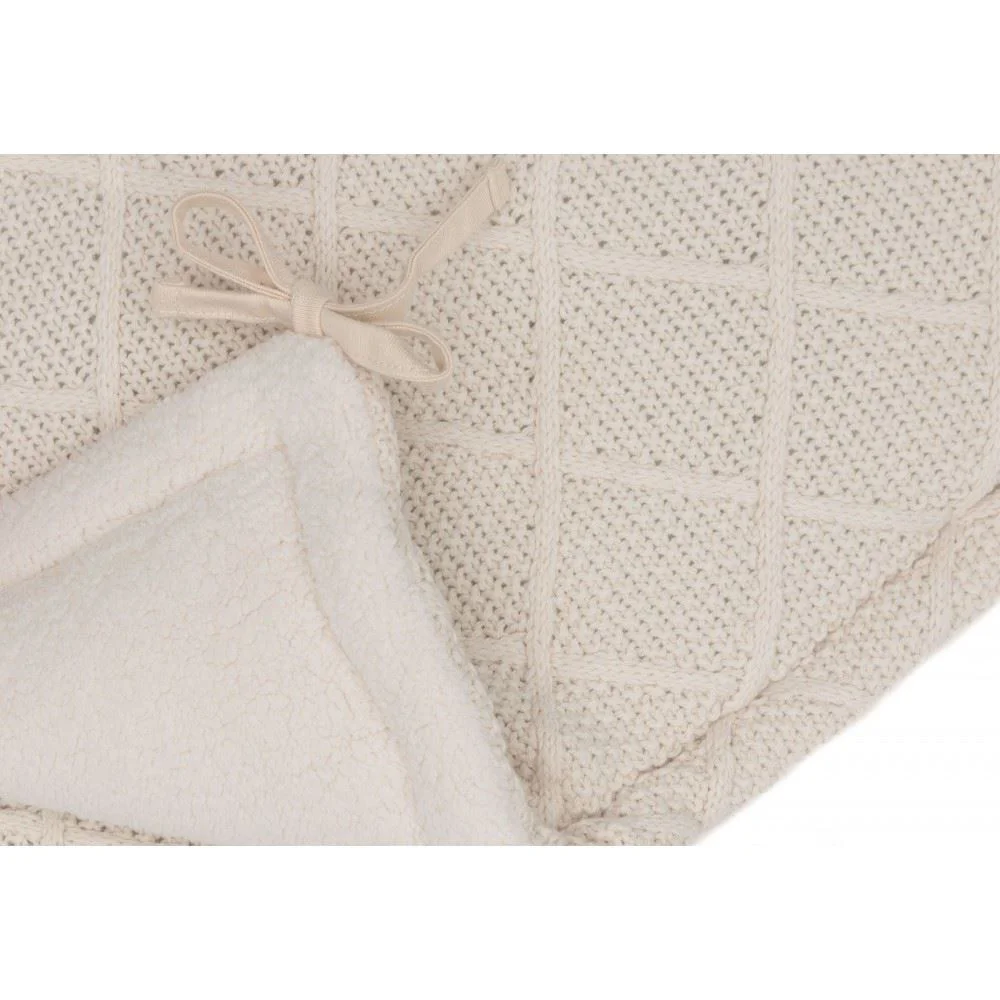 Aparator lateral pentru patut Jollein Check Knit Oatmeal, 180x30 cm