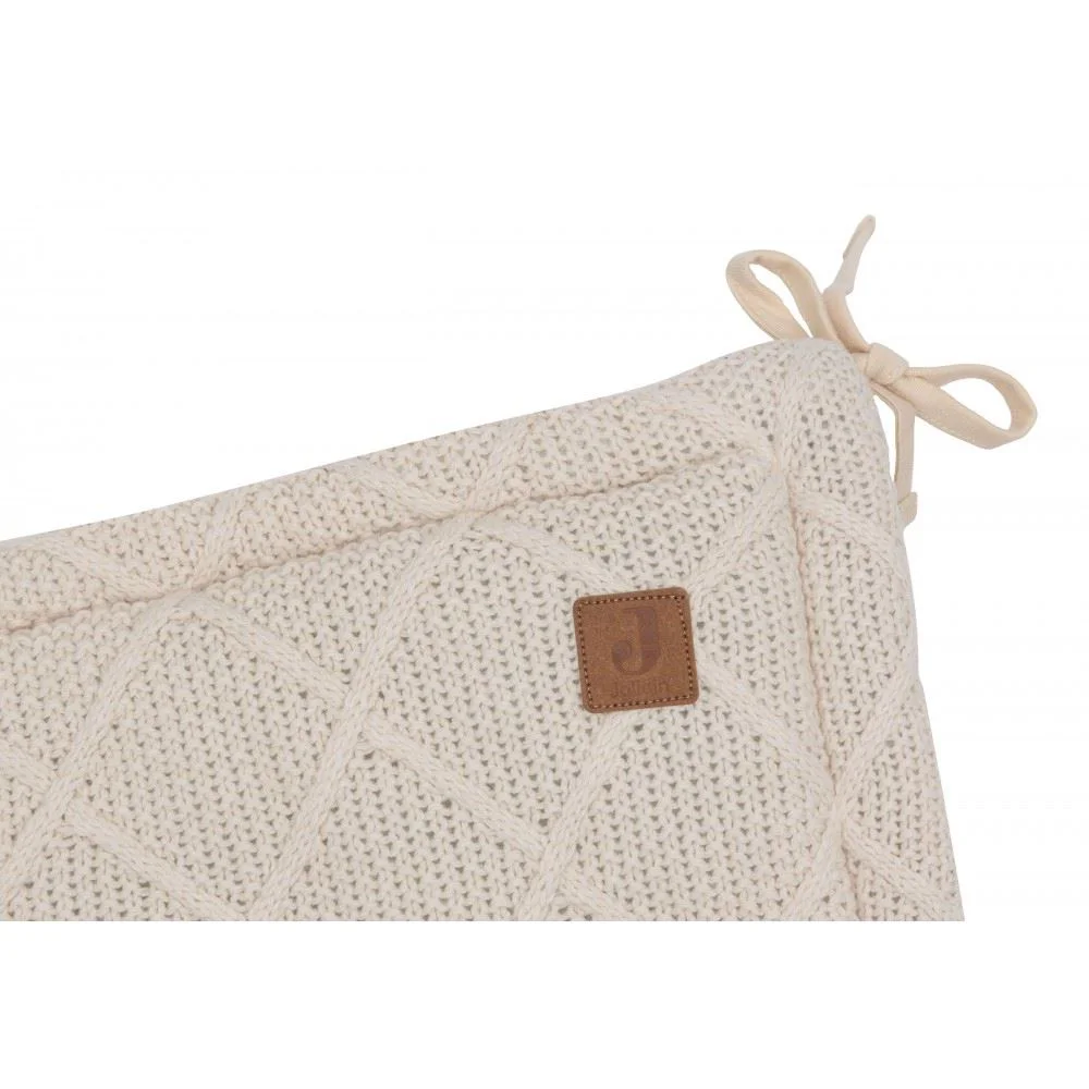 Aparator lateral pentru patut Jollein Check Knit Oatmeal, 180x30 cm