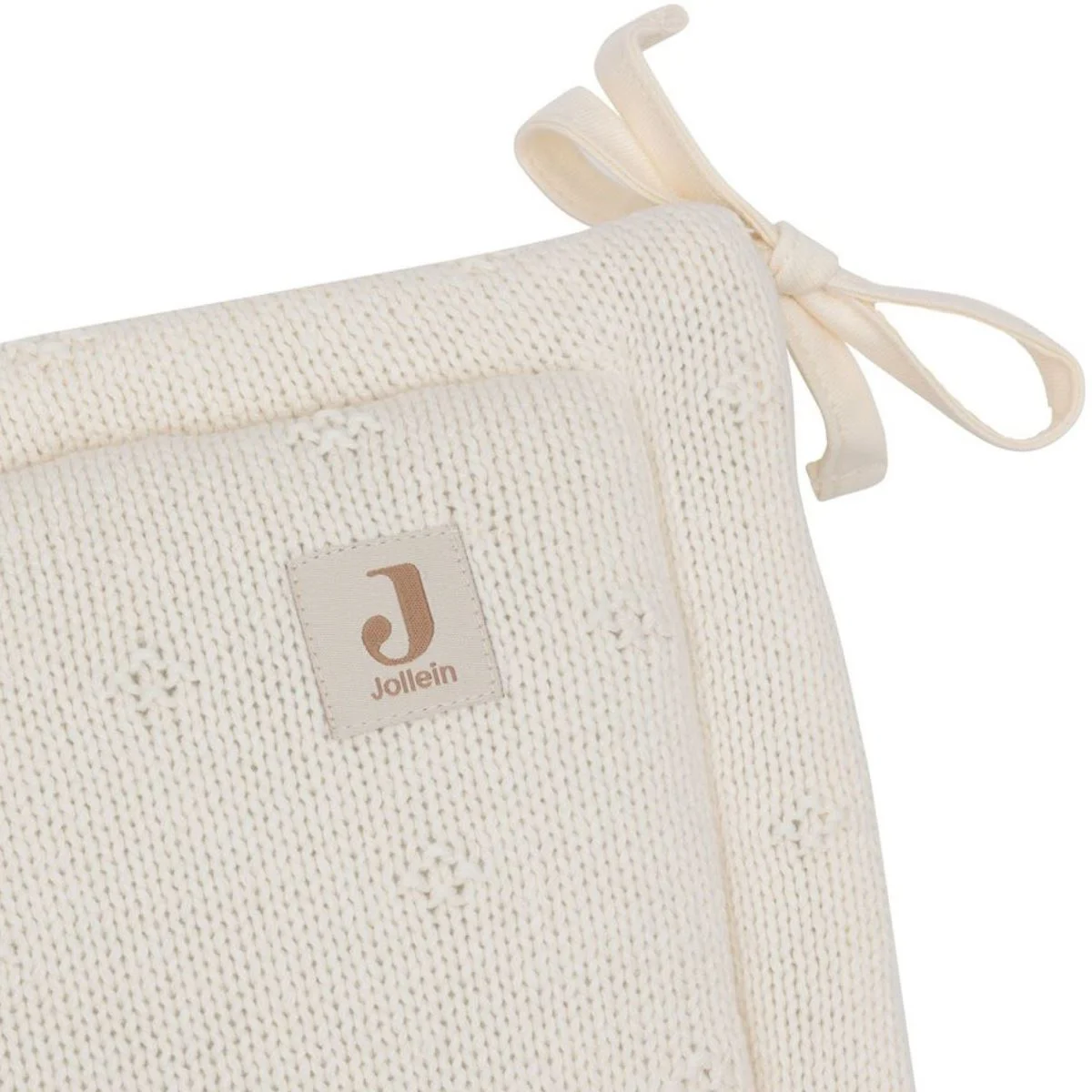 Aparator lateral pentru patut Jollein Cosy Knit Ivory, 180x30 cm