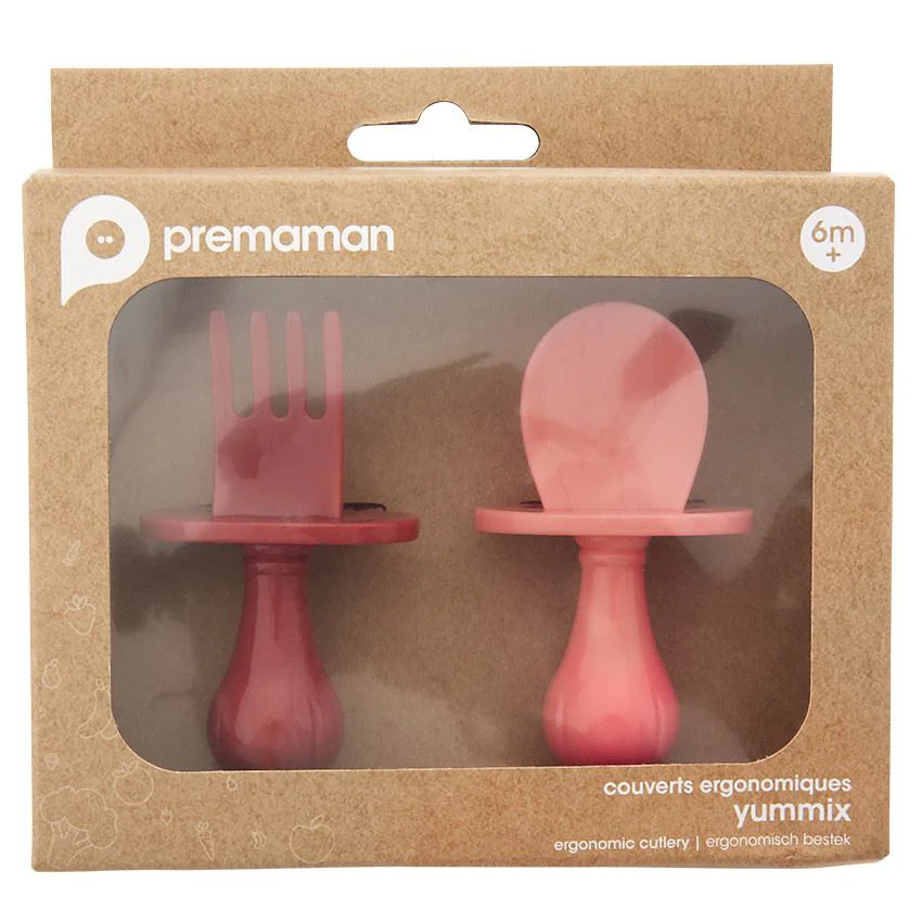 Set tacamuri ergonomice Premaman Yummix Montessori Roz, 2 buc.