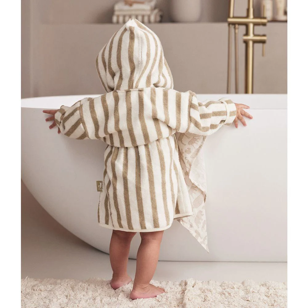 Halatel de baie Jollein Stripe Terry Olive Green GOTS (1-2 ani)