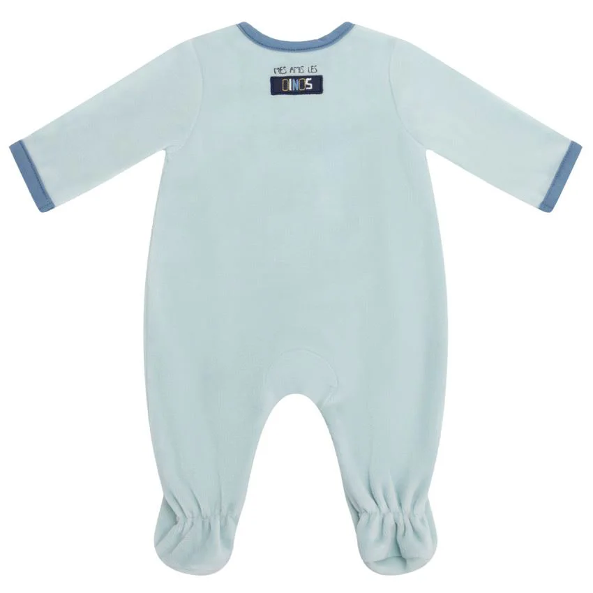 Pijama din velvet Premaman Albastra Dinos (3 luni)