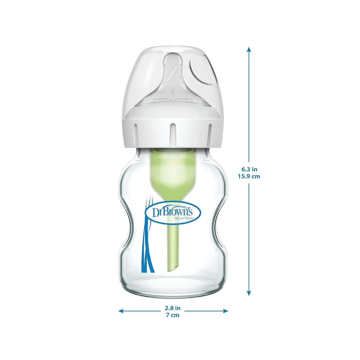 Biberon din sticla cu gat larg Dr. Brown's Options+, 150 ml