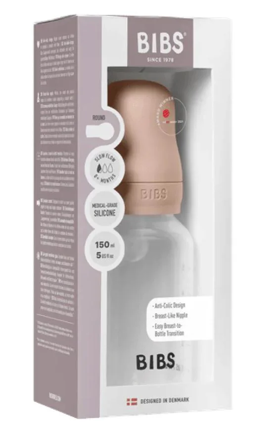 Пластиковая антиколиковая бутылочка BIBS Blush с силиконовой соской 0+ мес, 150 мл