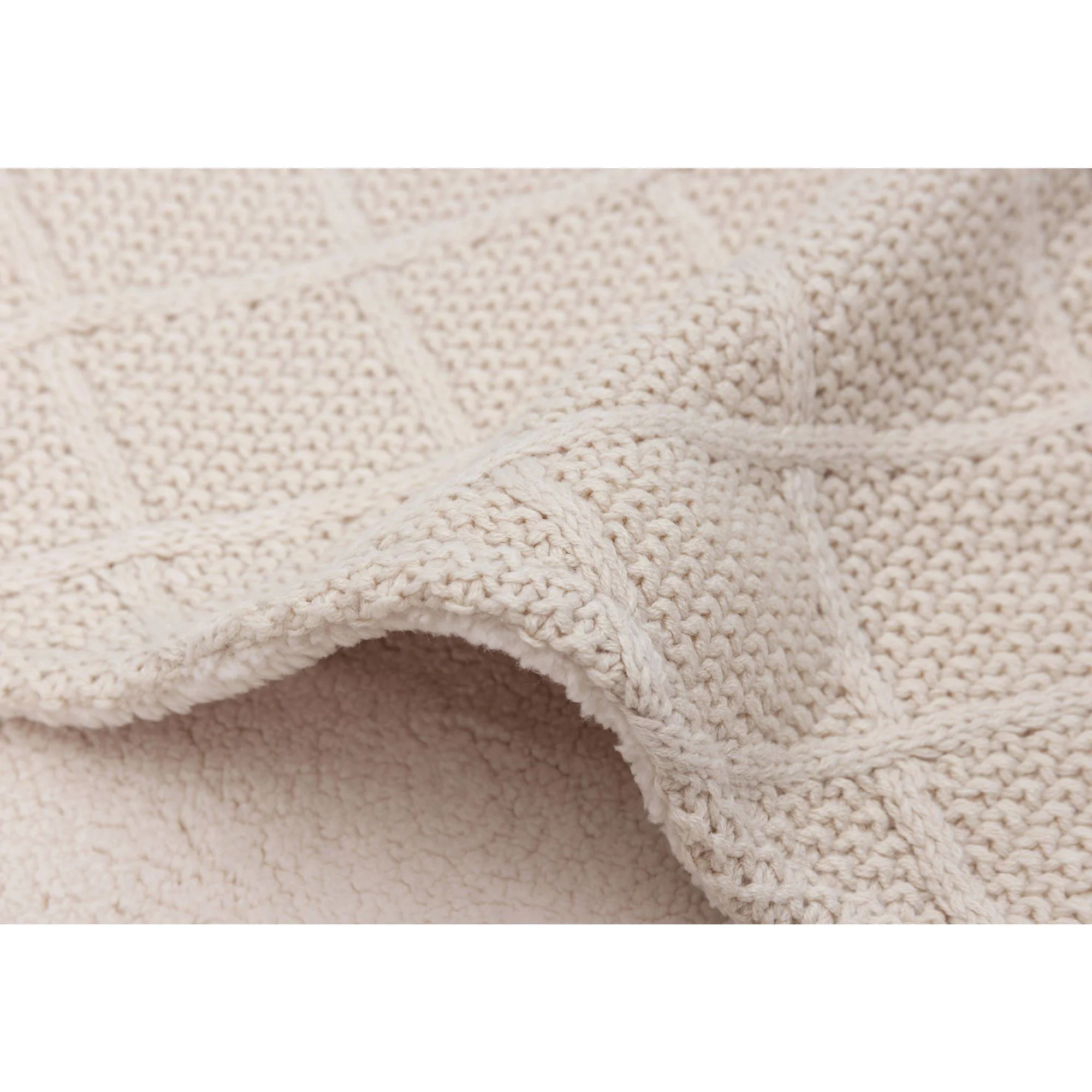 Плед Jollein Check Knit Oatmeal/Teddy из флиса, 100x150 см