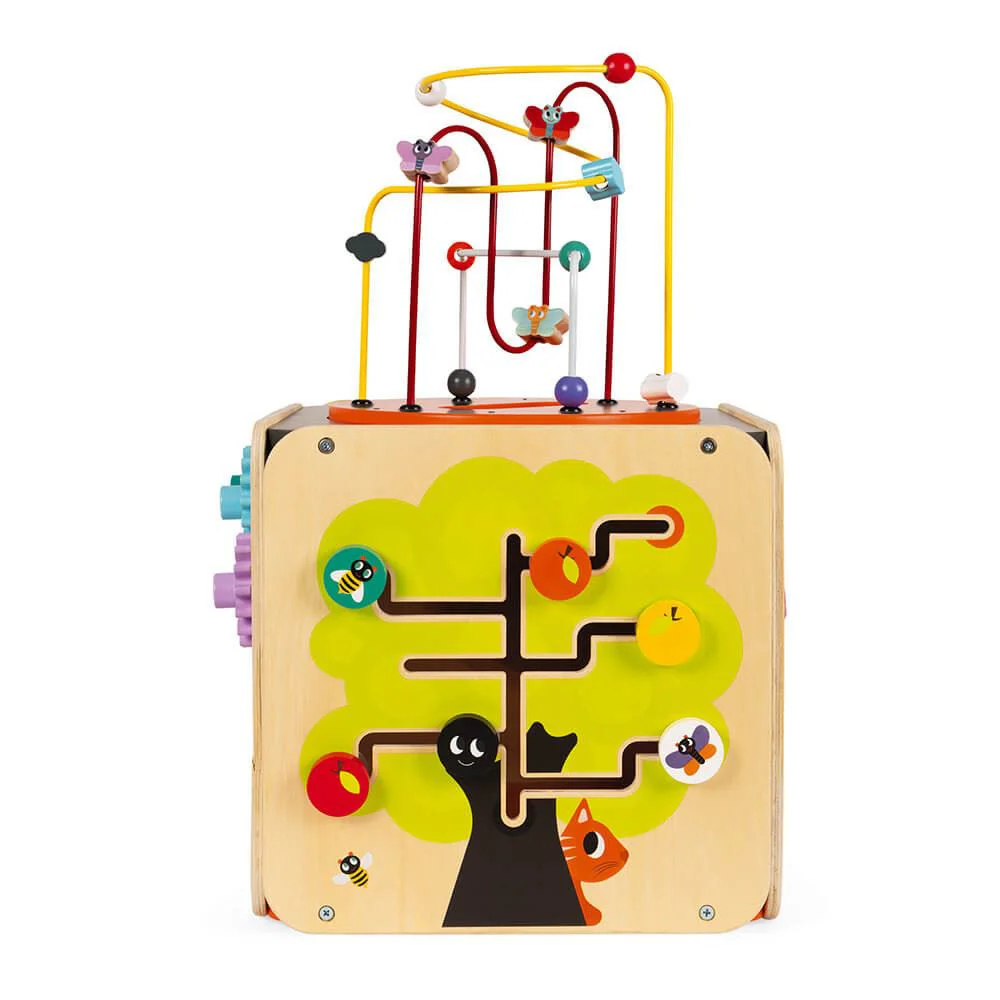 Cub din lemn cu activitati Janod Multi-Activity Looping Toy