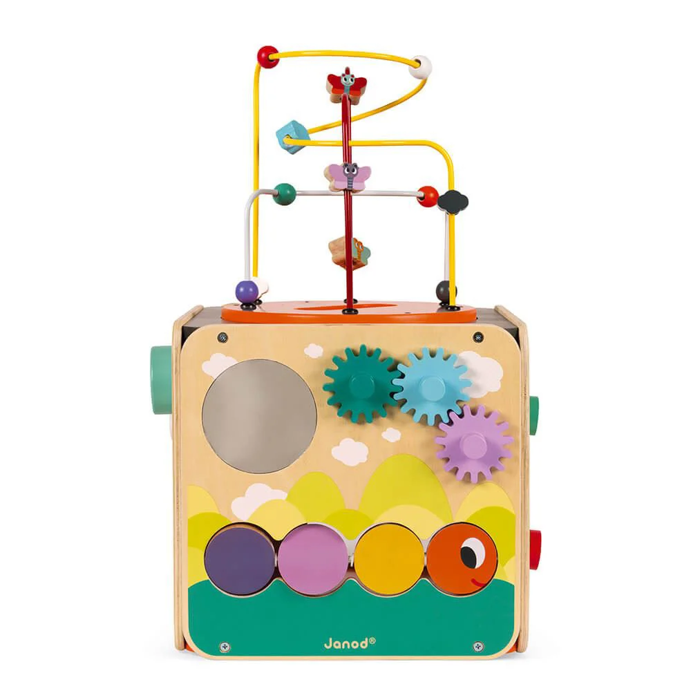 Cub din lemn cu activitati Janod Multi-Activity Looping Toy