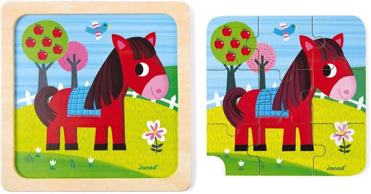 Puzzle din lemn Janod Calul Tornado