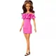 Papusa Barbie "Fashionista cu parul ondulat saten si rochie roz" foto