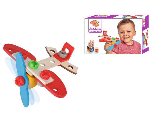 Set de constructie din lemn Eichhorn Aeroplan, 18 piese foto