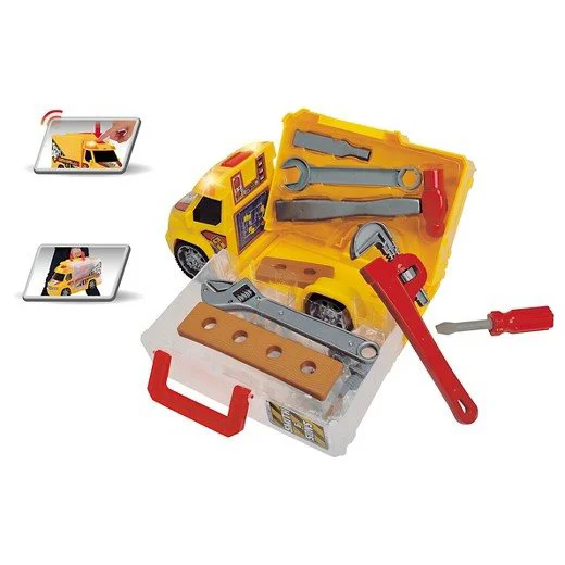 Masina-valiza Dickie Handy man Push&amp;Play cu accesorii, 33 cm