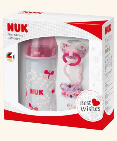 Подарочный набор NUK Baby Rose (бутылочка, пустышка и цепочка) foto