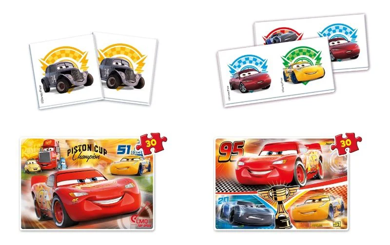 Puzzle Clementoni Disney Cars 3 + Memo + Domino, 4 in 1 (30+30 piese) foto