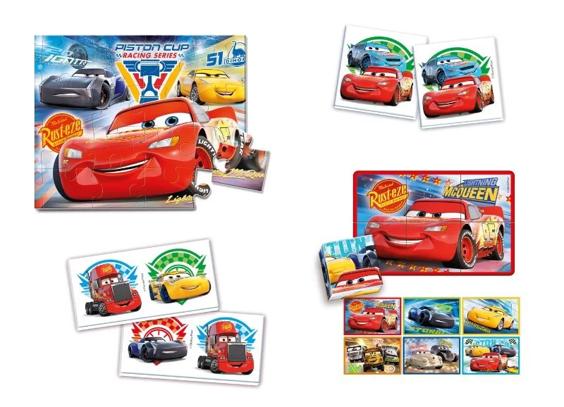 Set 4 in 1 Clementoni Disney Cars 3 Puzzle + Memo + Domino + Cubes