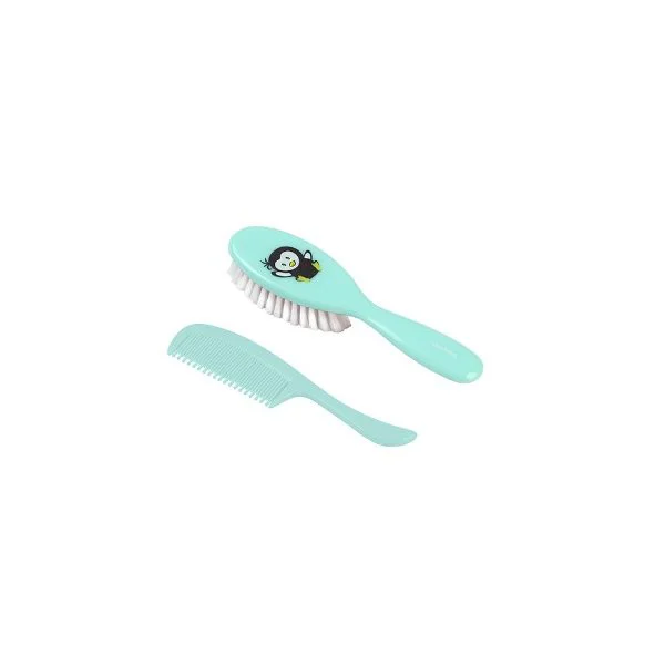 Щетка с резиновой ручкой из мягкого волоса с гребешком BabyOno