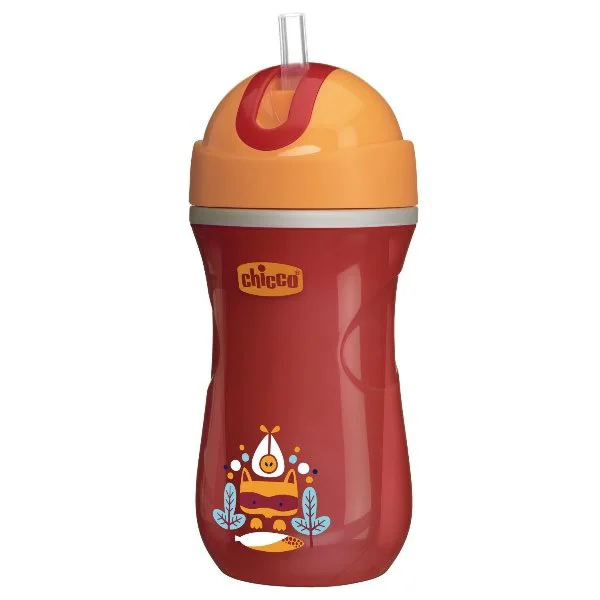 Cana termoizolanta Chicco Sport Cup Red cu pai (14+ luni), 266 ml