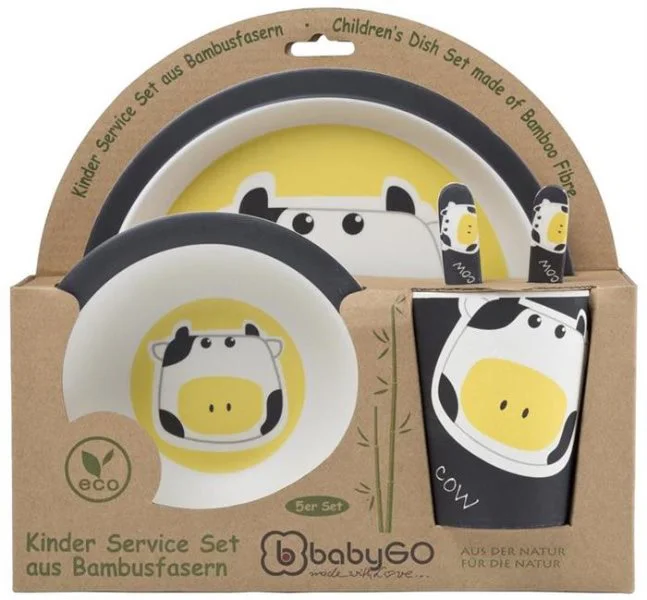Set de alimentatie BabyGo Bamboo Cow din fibre de bambus, 5 piese foto