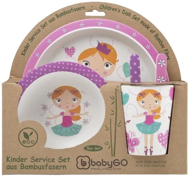 Set de alimentatie BabyGo Bamboo Ballerina din fibre de bambus, 5 piese foto