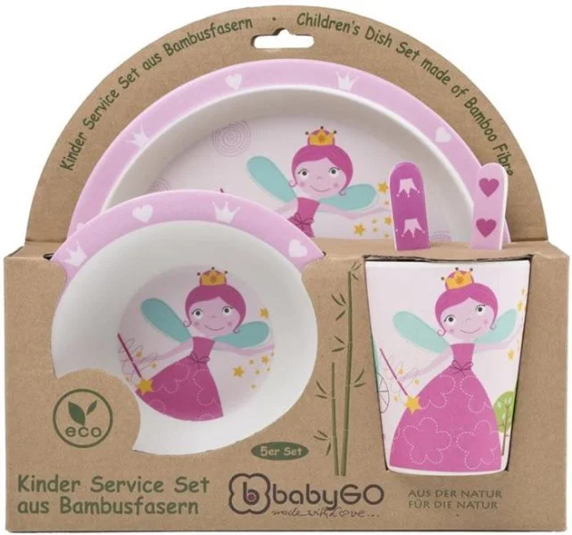 Set de alimentatie BabyGo Bamboo Princess din fibre de bambus, 5 piese foto