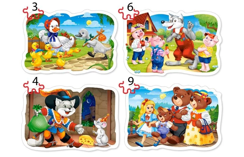 Puzzle Castorland Classic Fairy Tales, 4 in 1 (3+4+6+9 piese) foto