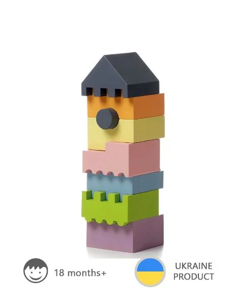 Set de constructie din lemn educativ Cubika LD-3 Turn, 8 piese foto