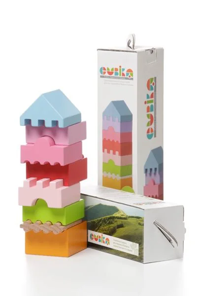 Set de constructie din lemn educativ Cubika LD-4 Turn, 8 piese foto