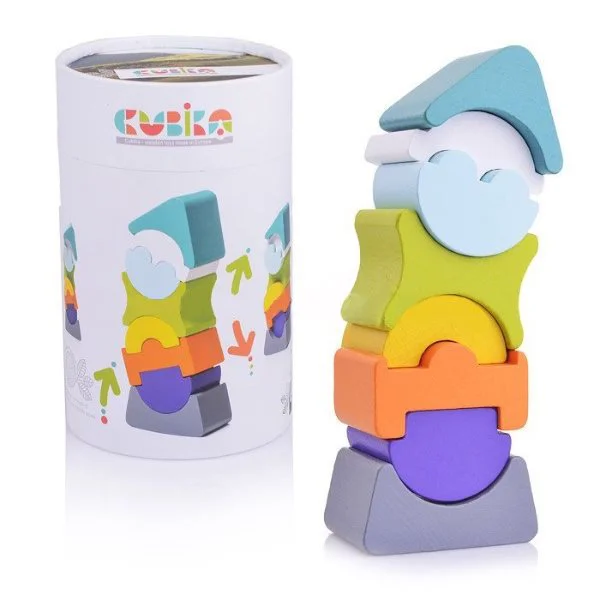 Set de constructie din lemn educativ Cubika LD-7 Turn flexibil, 8 piese foto