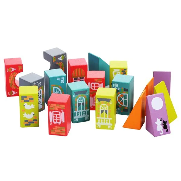 Set de constructie din lemn educativ Cubika LKM-6 Oraselul Fabulos foto