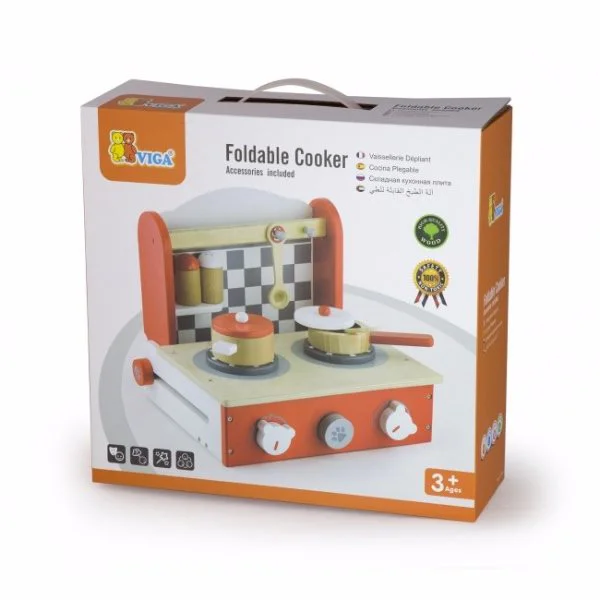 Mini Aragaz din lemn Viga Toys Table Top Foldable Cooker foto