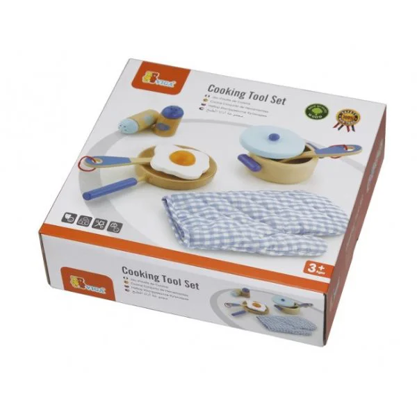 Set pentru gatit din lemn Viga Toys Cooking Tool Set Blue foto