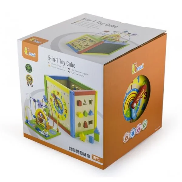 Cub educativ din lemn Viga Toys Toy Cube 5 in 1 foto
