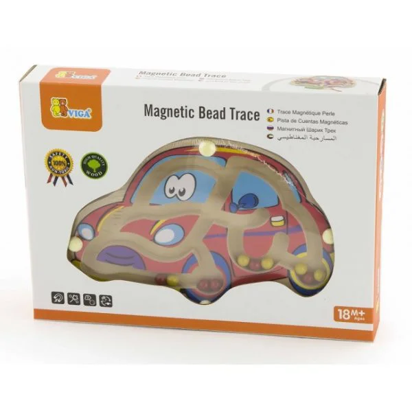 Set de joc din lemn Viga Toys Magnetic Bead Trace Car