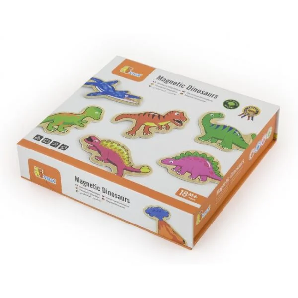 Magneti colorati din lemn Viga Toys Dinosaurs, 20 buc. foto