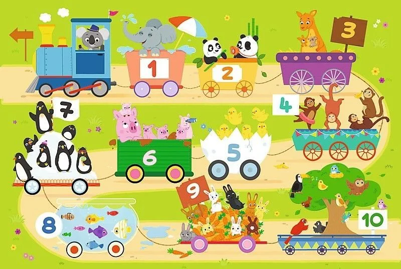 Puzzle Trefl Train with numbers, 15 MAXI piese foto