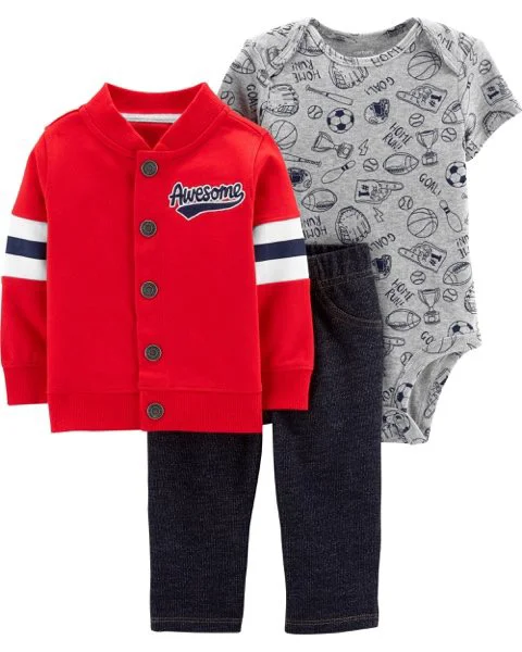 Carter's Set 3 piese Baseball - hanorac, body si pantaloni foto