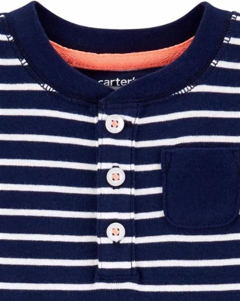 Carter's Set 2 piese - 2 salopete cu dungi si slogan foto