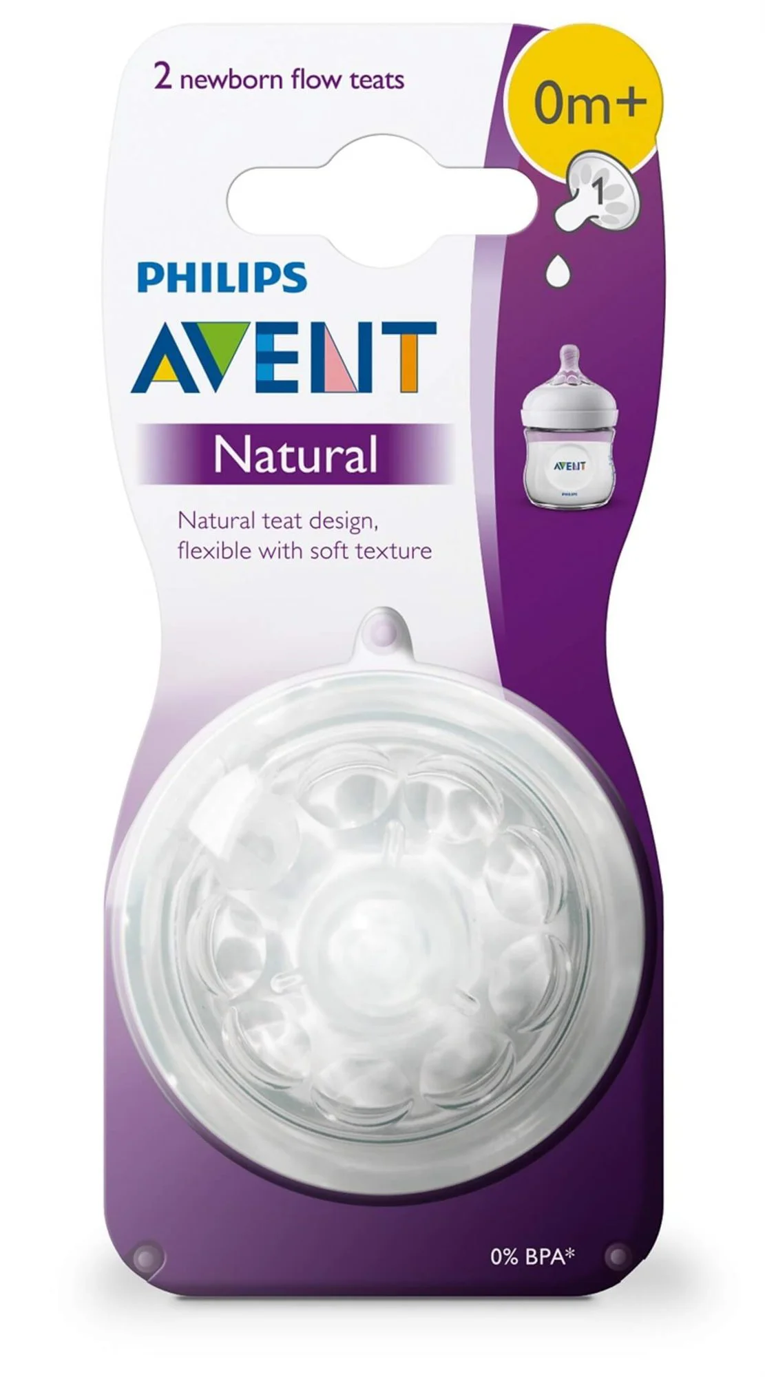 Соски Philips AVENT Natural, 2 шт., для новорождённых (0+ мес.) foto