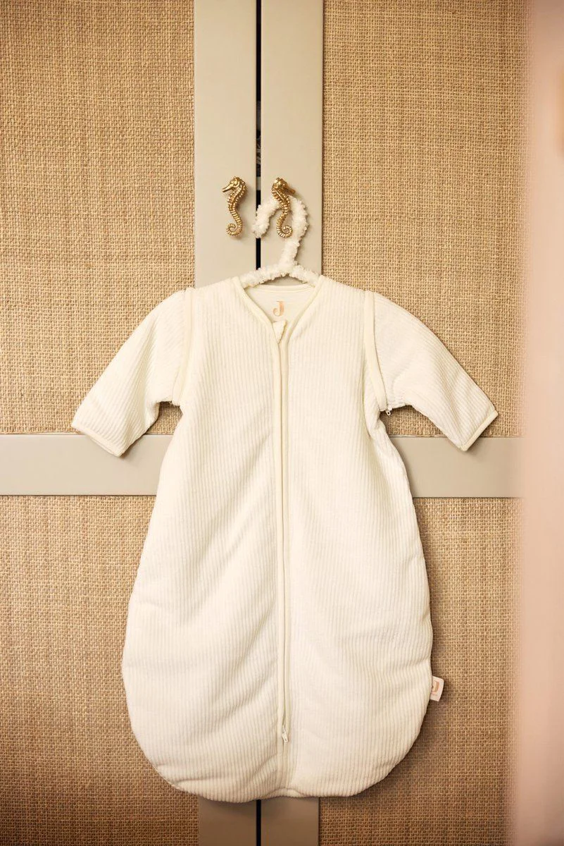 Sac de dormit rotund cu maneci detasabile Jollein Rib Ivory, 70 cm foto
