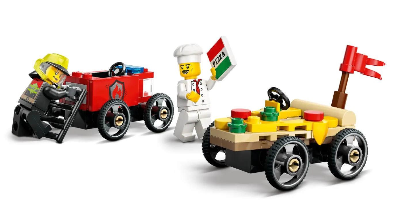 LEGO City - Pachet de curse Furgoneta de pizza vs. Camion de Pompieri foto