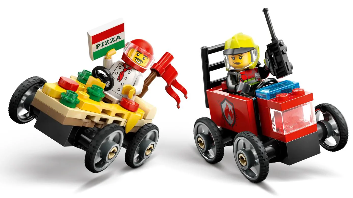 LEGO City - Pachet de curse Furgoneta de pizza vs. Camion de Pompieri foto