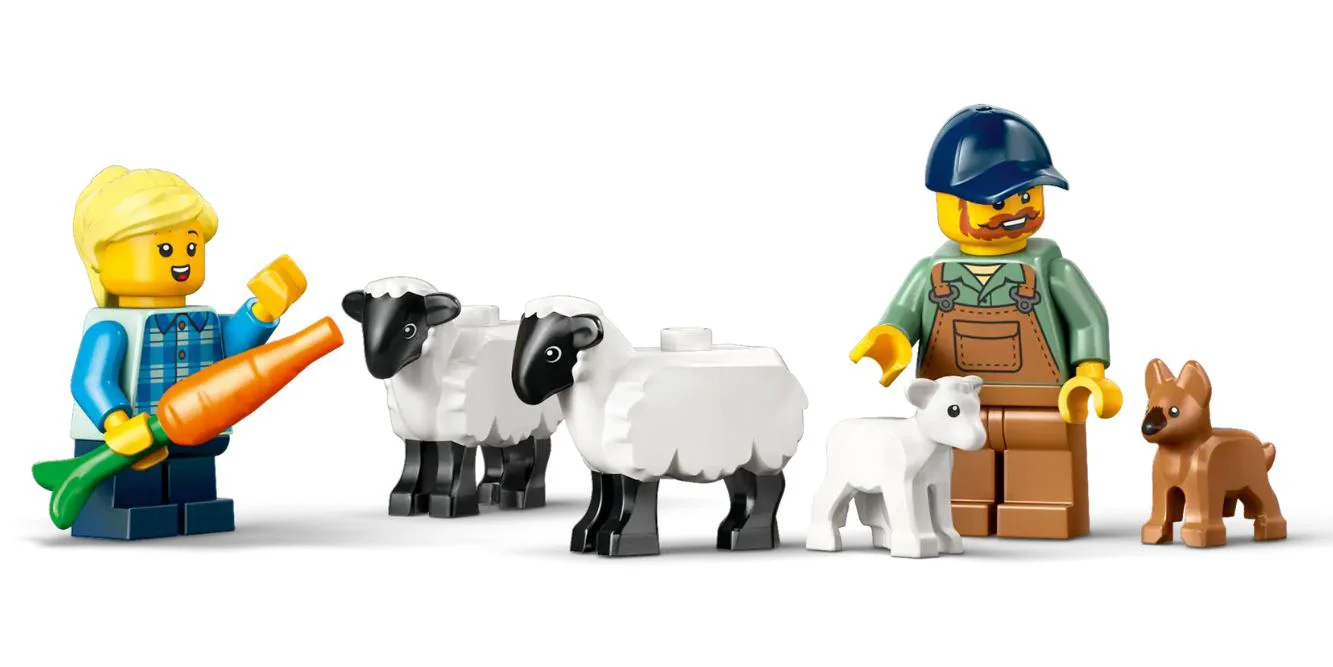 LEGO City - Tractor agricol rosu cu remorca si oi foto