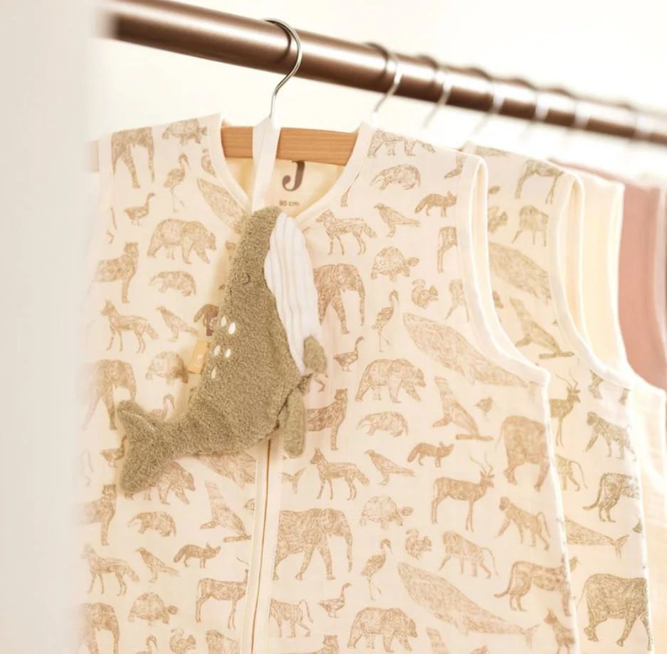 Sac de dormit Jollein Muslin Animals Olive Green, 70 cm foto
