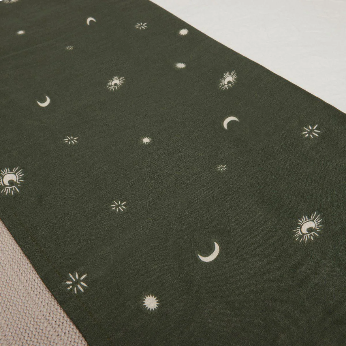Cearsaf pentru patut Jollein Stargaze Leaf Green, 120x150cm foto