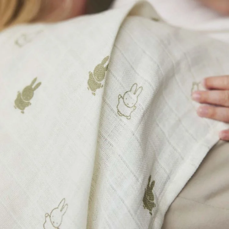 Муслиновые пеленки Jollein Happy Miffy Olive Green, 115x115 см, 2 шт.