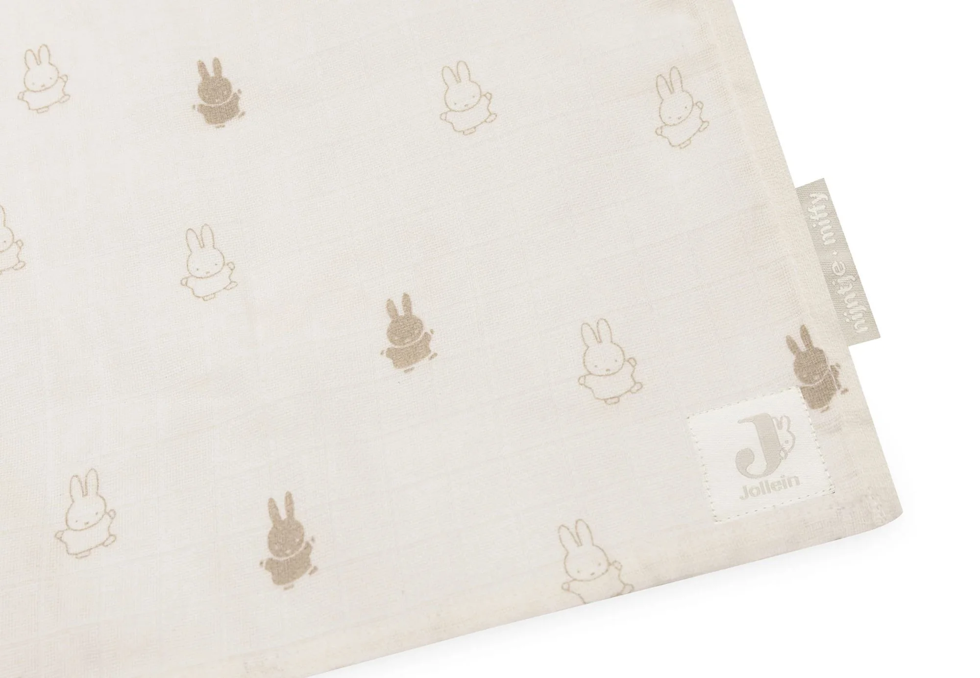 Pelinci de muselina Jollein Happy Miffy Nougat, 115x115 cm, 2 buc.