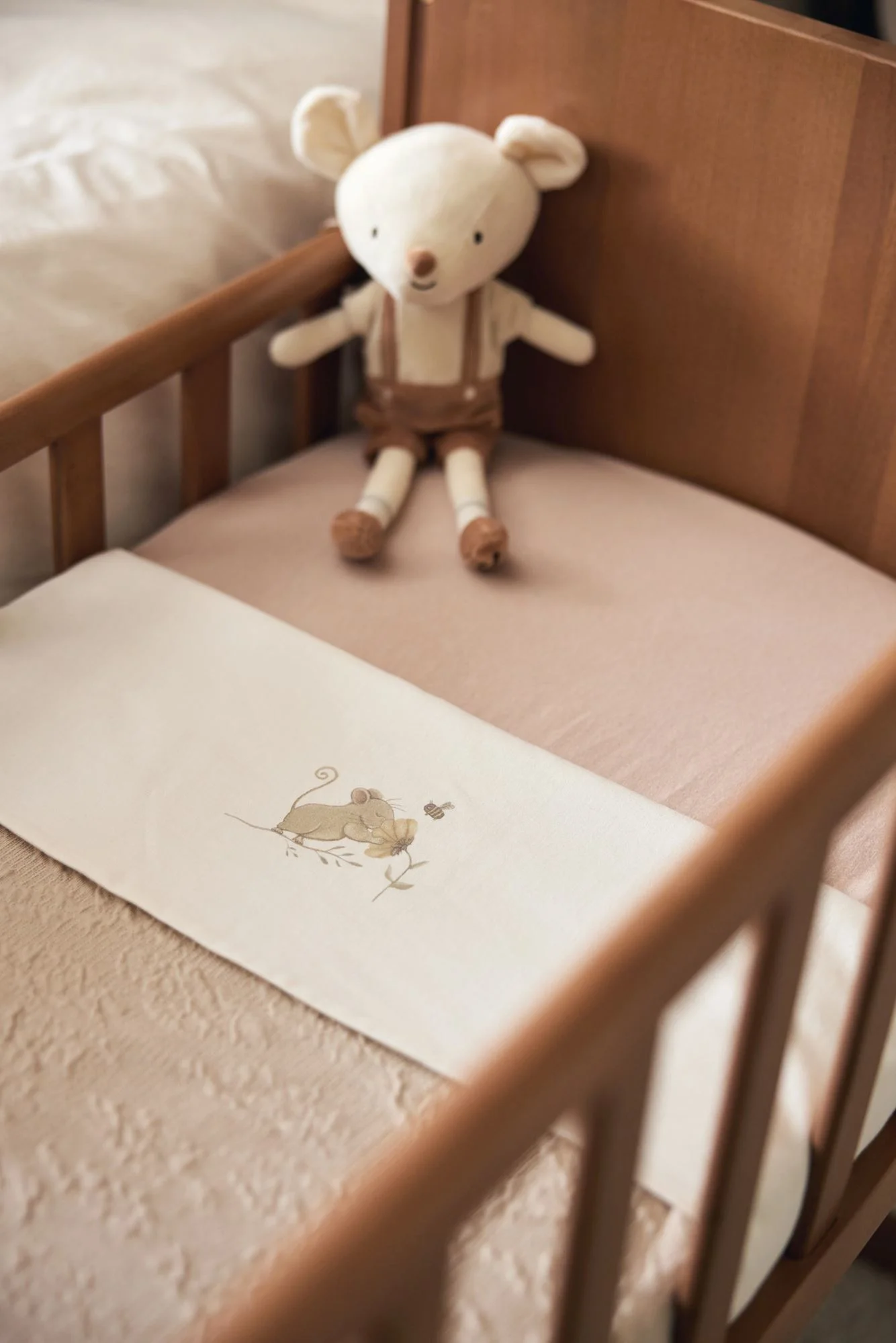 Простыня для кроватки Jollein Dreamy Mouse, 120x150 см foto