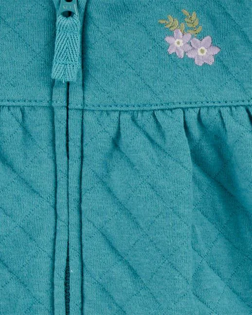 Carter's Set 3 piese Teal Quilted Floral - Cardigan, body si pantaloni